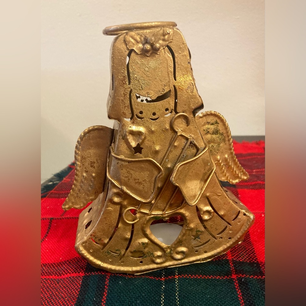 Super Cute Abstract Metal Angel Tealight Holder Size 6 1/4” x 5”